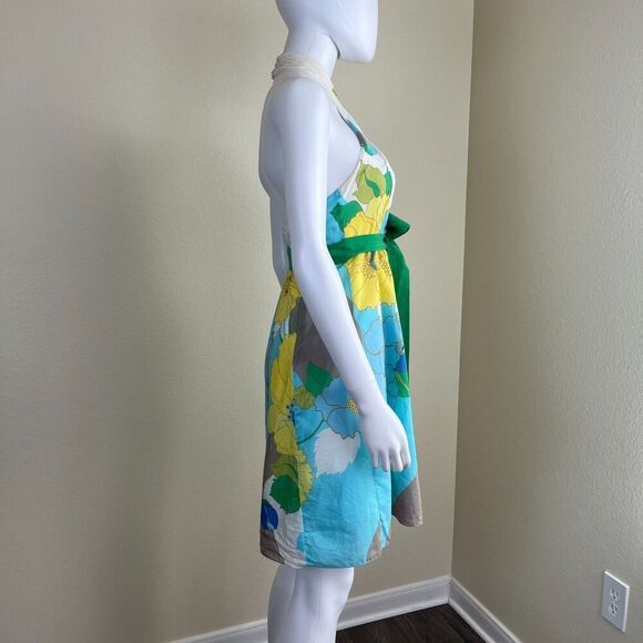 Vintage Tibi Women's Size 2 Silk Floral Halter Mini Dress Y2K Fit & Flare Retro - Picture 10 of 14